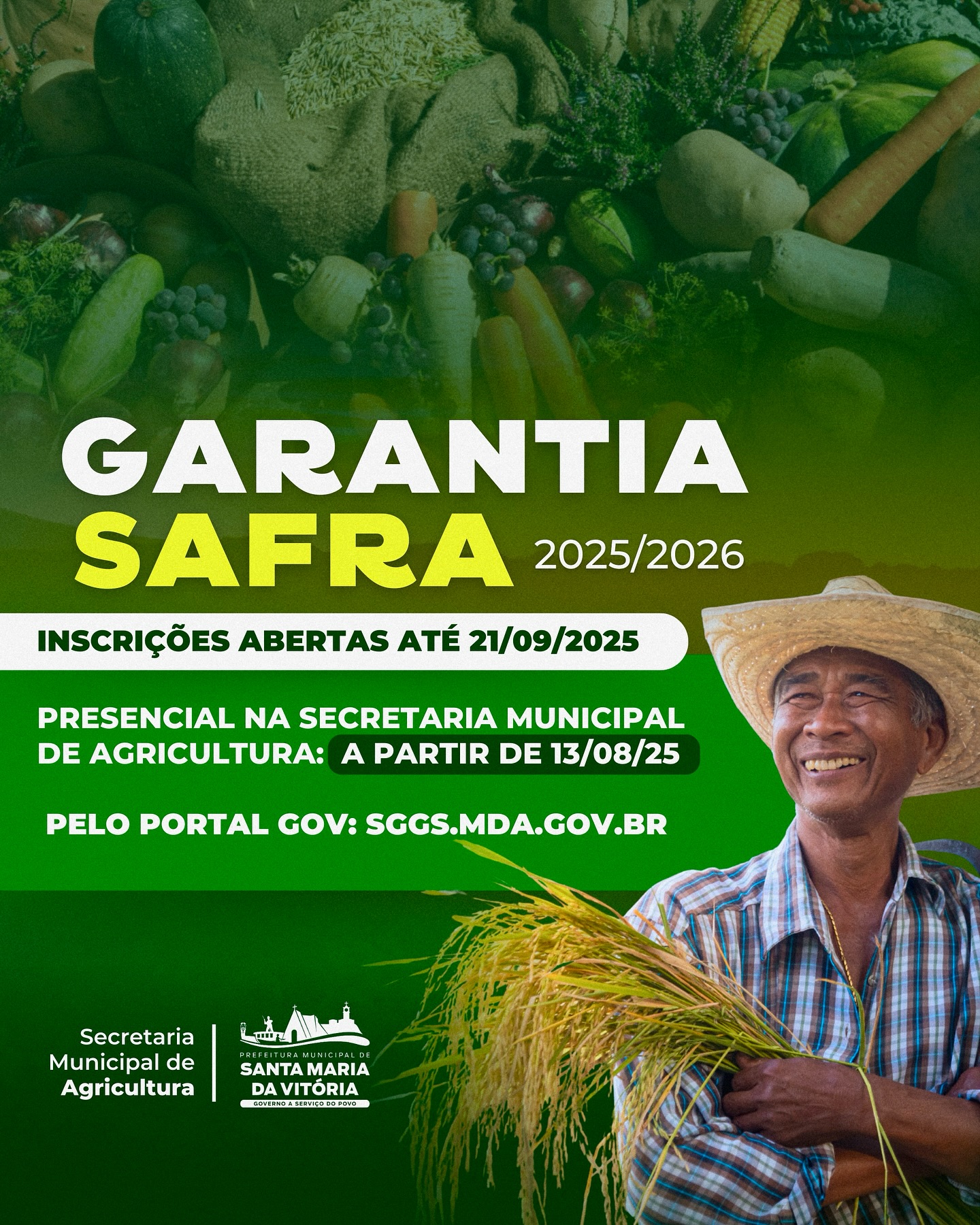 Garantia Safra 2025/2026: inscrições abertas!