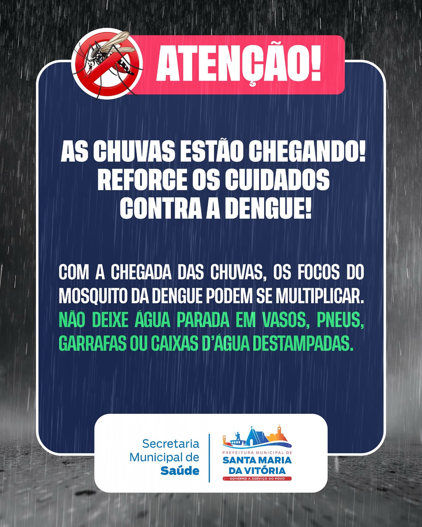 As chuvas estão chegando, e com elas, o risco de aumento dos focos do mosquito da dengue.